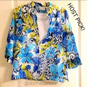 Alfred Dunner Flowered Button down Top 8 Petite NWOT
